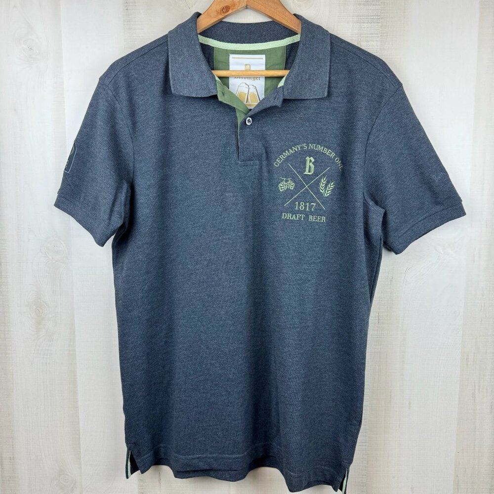 NWT Rare Bitburger German Beer Bitte Ein Bit Polo Size Medium Made in Germany